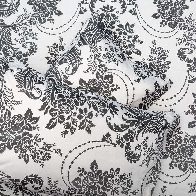 Swayam Floral Monochrome Cotton Bedsheet - 144 TC media 4