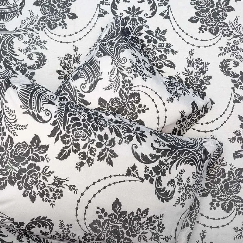 Swayam Floral Monochrome Cotton Bedsheet - 144 TC media 4