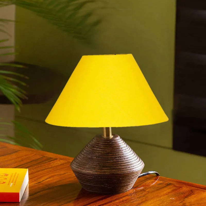 Yami Cone Wooden Table Lamp - Yellow,Brown media 2