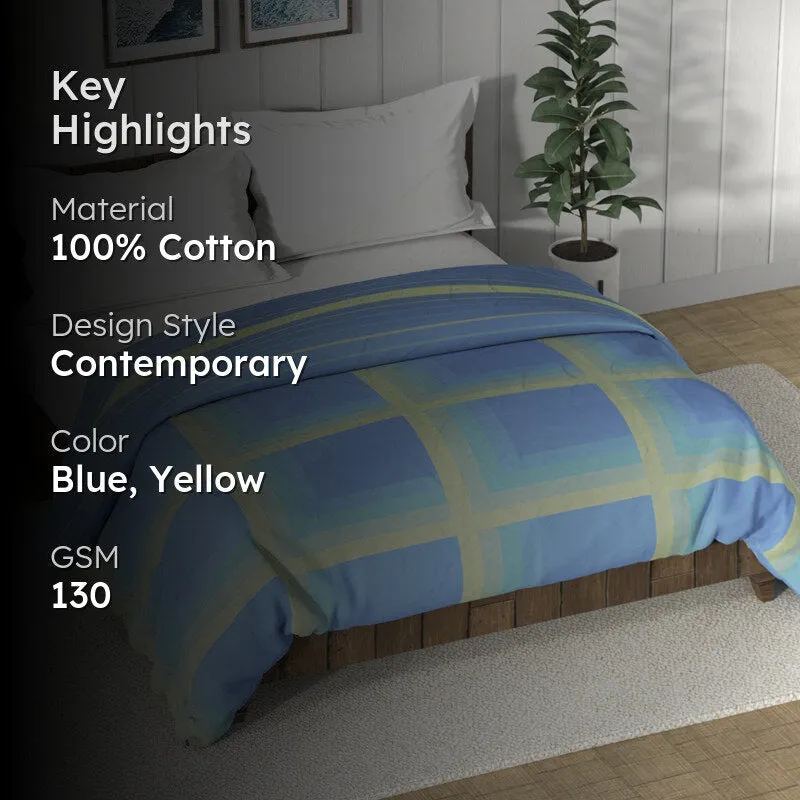 Nautica Refined Mosaic Reversible Comforter (Blue,Beige) - 130 GSM media 2