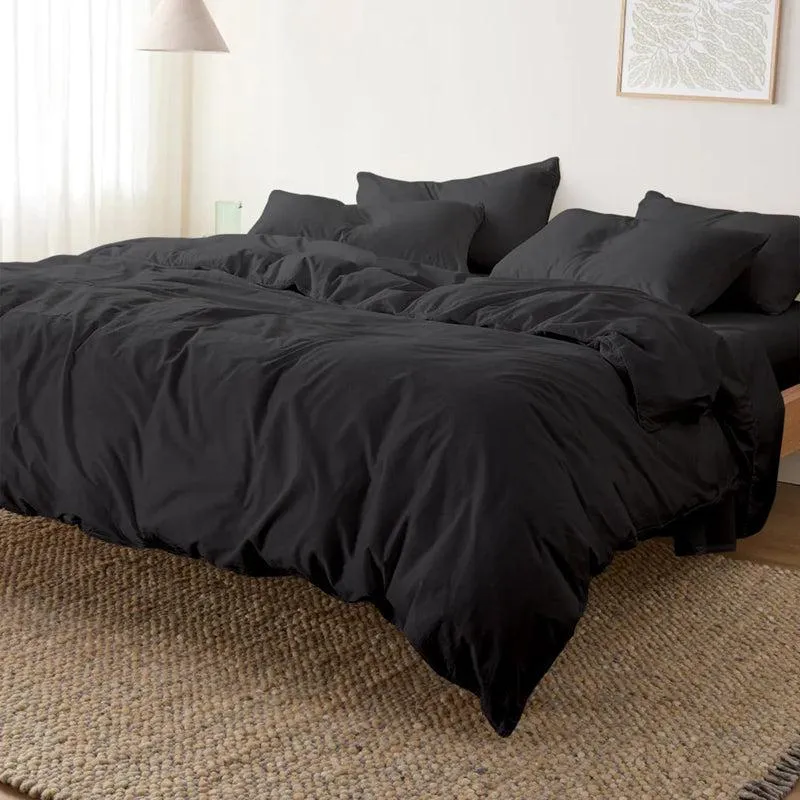 Amelia 100% Cotton Satin Weave Duvet Cover With Pillow Covers - Grey media 3