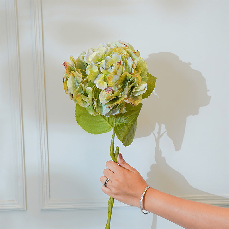 Faux Autumn Hydrangea Flower Stick (Green) - 25 CM media 3