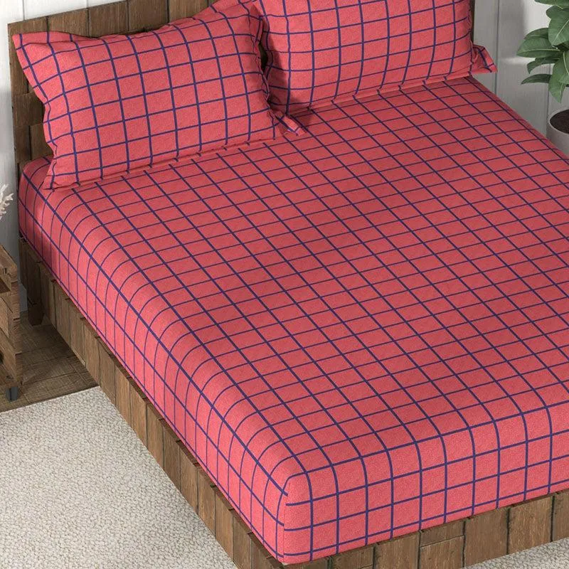 Nautica Mosaic Luxe Geometric Cotton Bedsheet (Terracotta Red) - 160 TC media 4