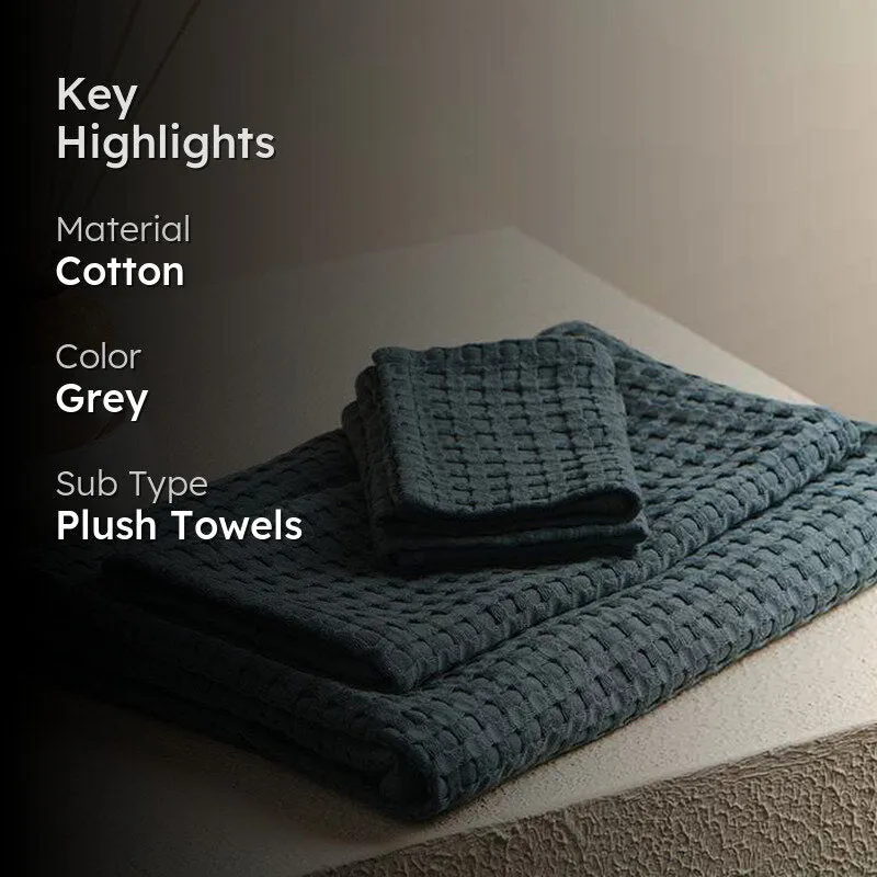 Beehive Waffle Towel Combo (Storm) - Four Piece Set media 2