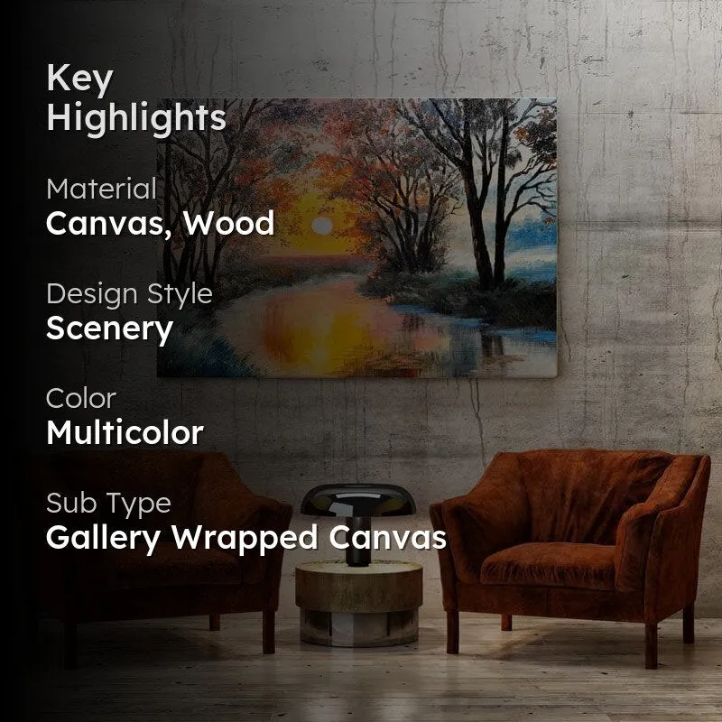 Evening Forest Canvas Wall Painting - Gallery Wrap media 2