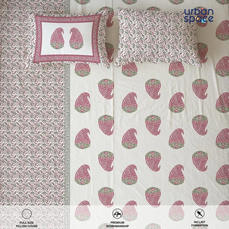 Urban Space Classic Minimal Cotton Bedsheet (Rose Pink) - 300 TC media 6