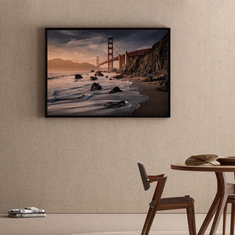 Golden Gate Bridge Canvas Wall Painting - Black Frame