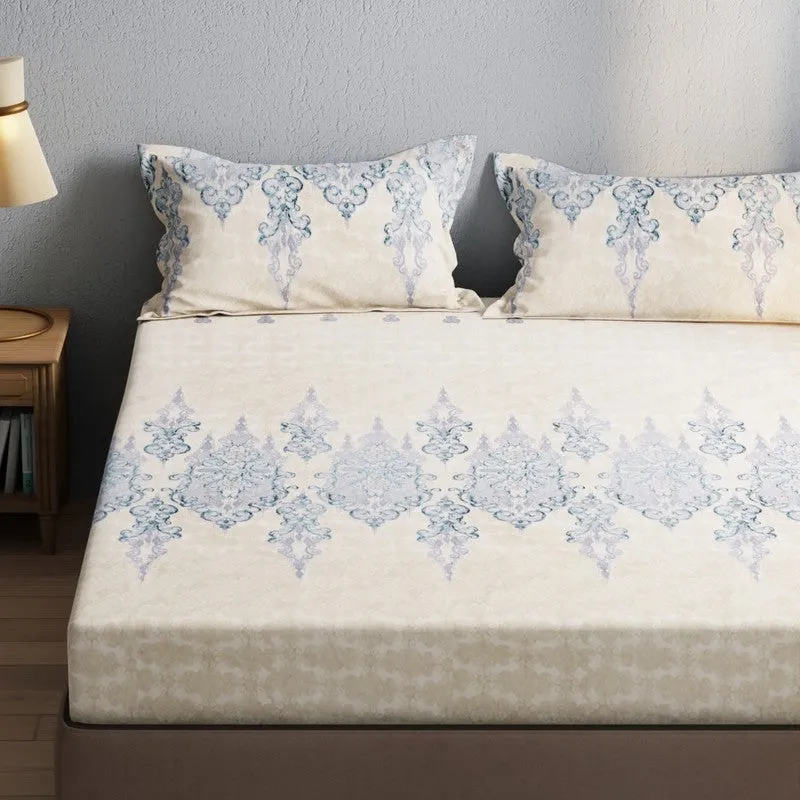 Deyricon Bedsheet (Beige,Blue) - 115 GSM media 4