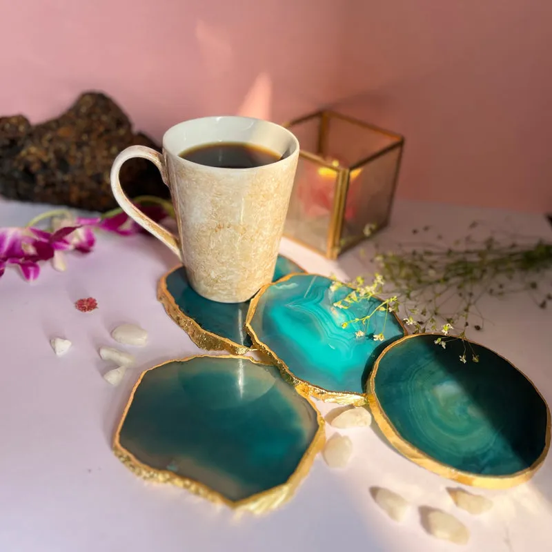 Candra Handcrafted Brazilian Agate Coaster (Green) - Set Of Four media 3