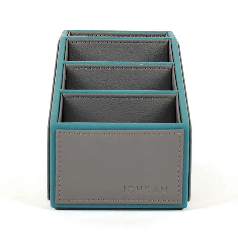 Tisca Slant Faux Leather Desk Organizer - Grey media 4
