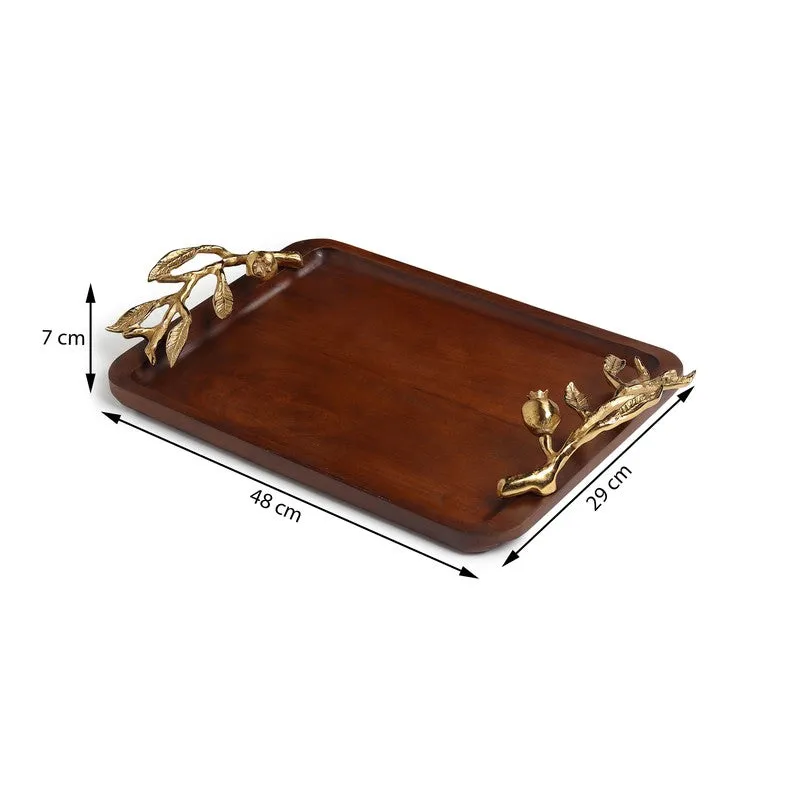 Nature Grain Wood Serving Tray - Gold,Brown media 9