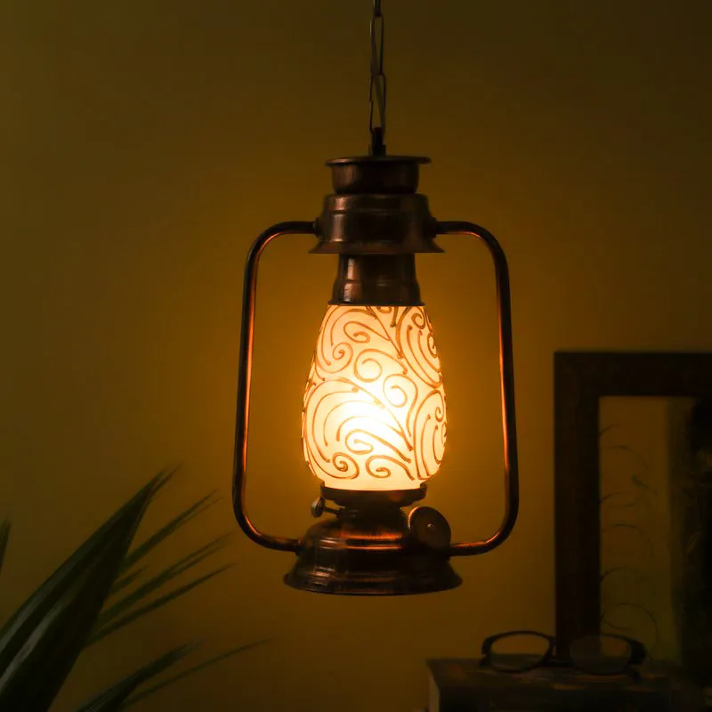 Saagar Mosaic Lantern Glass Ceiling Lamp - Copper media 1