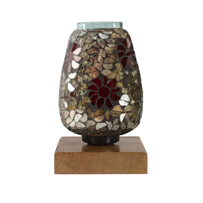 Glowfrost Mosaic Glass Table Lamp With Wooden Base - Multicolor media 5