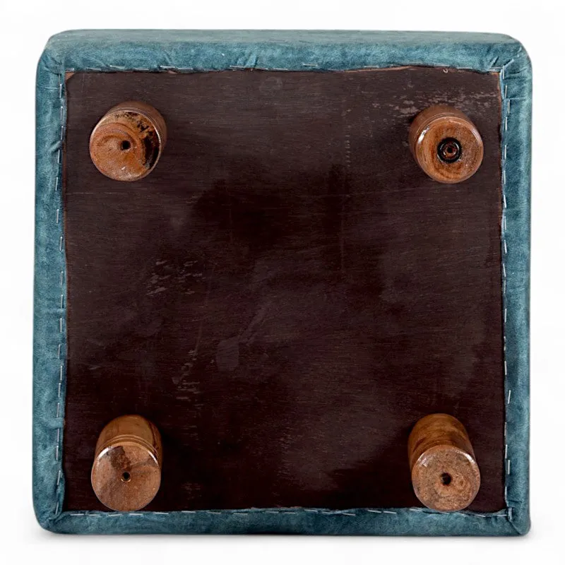 Trixon Acacia Wooden Ottomans - Blue media 6