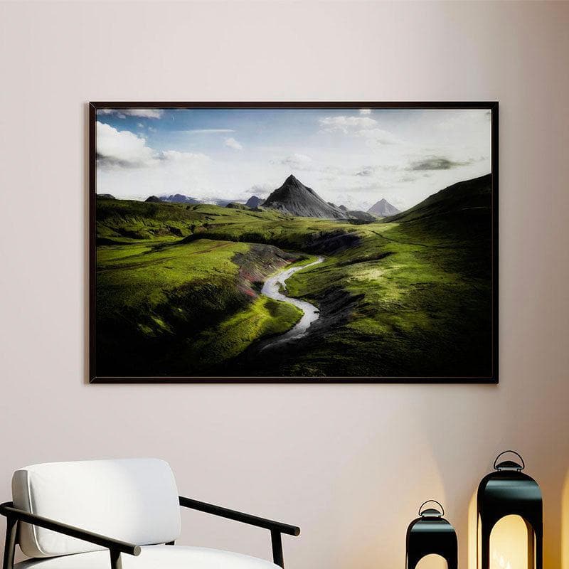 Highlands, Iceland Canvas Wall Painting - Black Frame