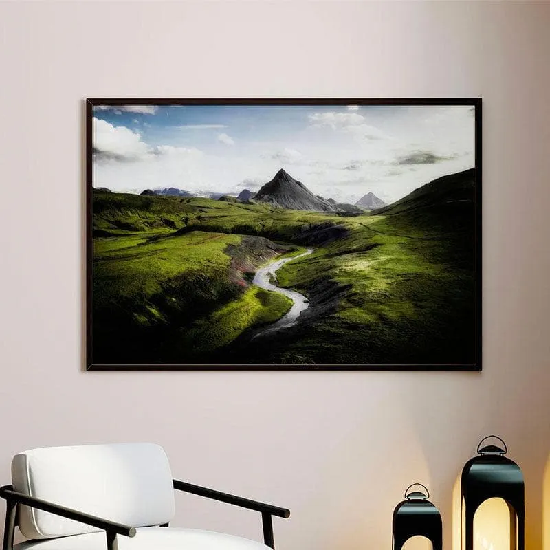 Highlands, Iceland Canvas Wall Painting - Black Frame media 1