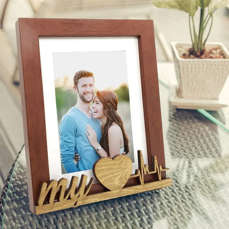 Valentine Heartbeat Photo Frame - Brown media 1