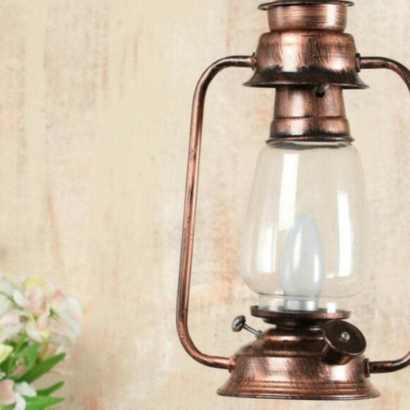 Vintage Lantern Metal Glass Ceiling Lamp - Copper media 4