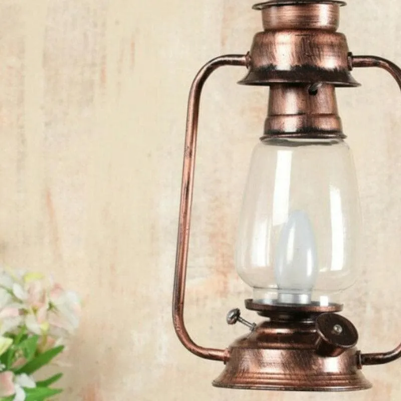 Vintage Lantern Metal Glass Ceiling Lamp - Copper media 4