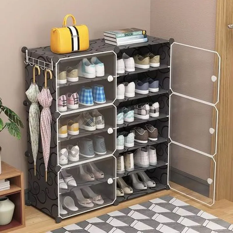 EntryEase Black Plastic & Metal Shoe Racks media 1