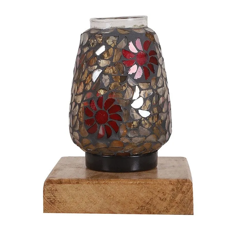 Lumen Mosaic Glass Table Lamp With Wooden Base - Multicolor media 5