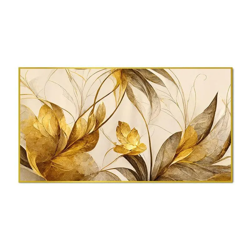 Shades Of Autumn Floral Canvas Wall Painting With Frame - Gold media 6