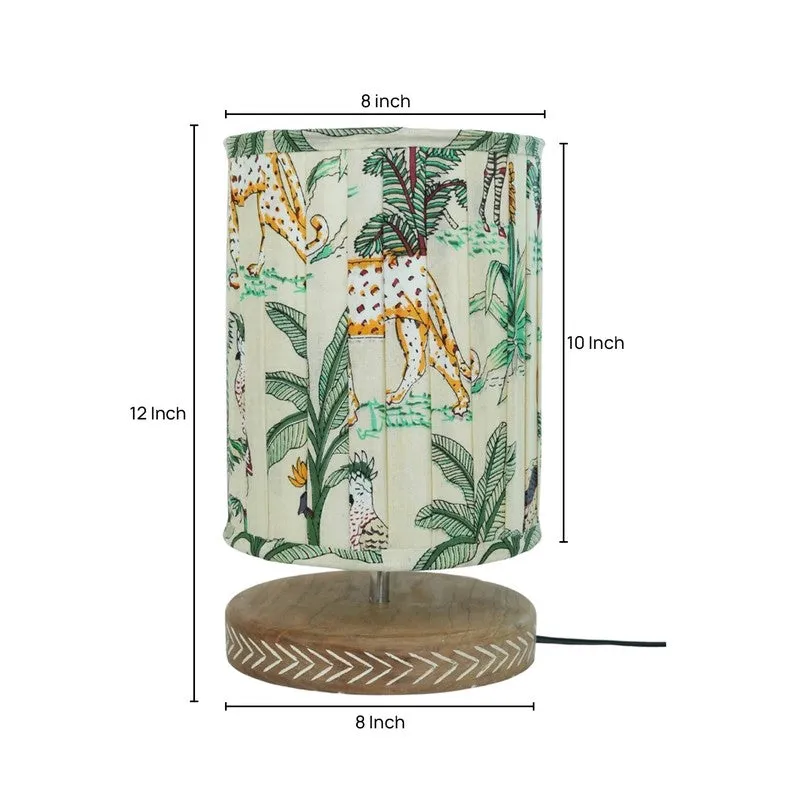 Greenwild Cotton Table Lamp With Wooden Base - OffWhite media 5