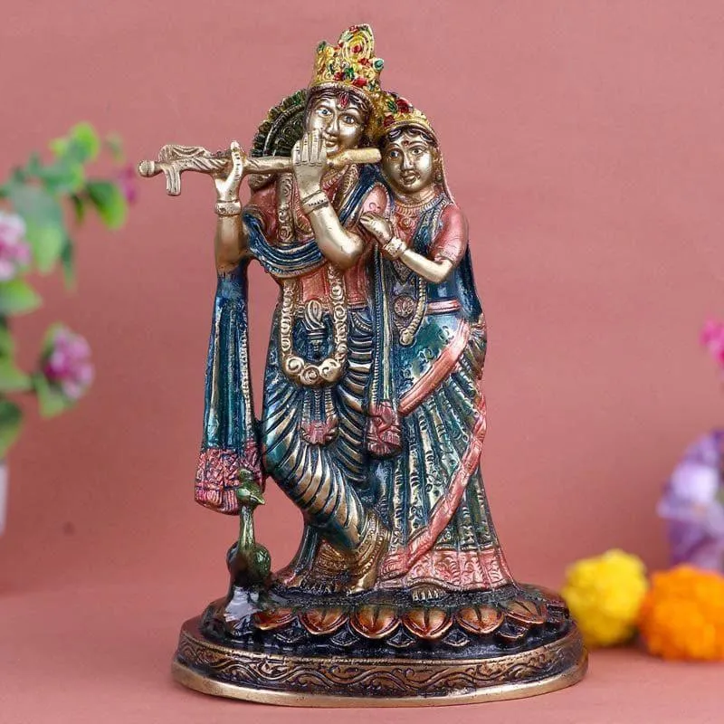 Elegant Radha Krishna Brass Idol media 1