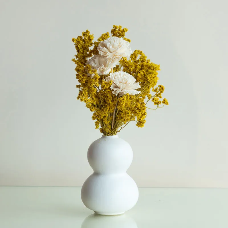 Nima Yellow Dried Flower Bunch With Vase media 1