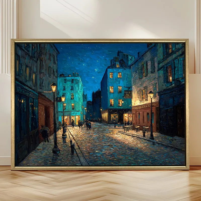Midnight Stroll Canvas Wall Painting With Frame media 4