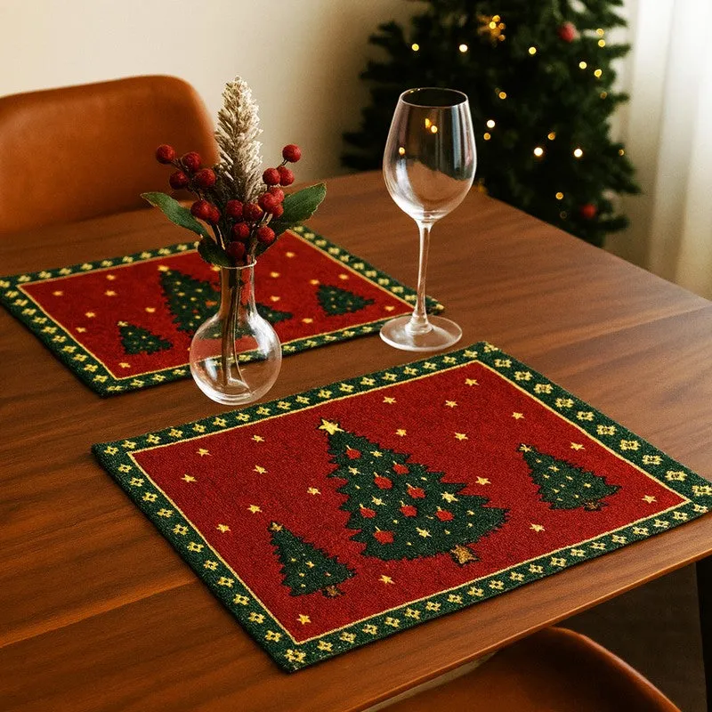 Evergreen Christmas Trees Table Mats - Set Of Two media 1