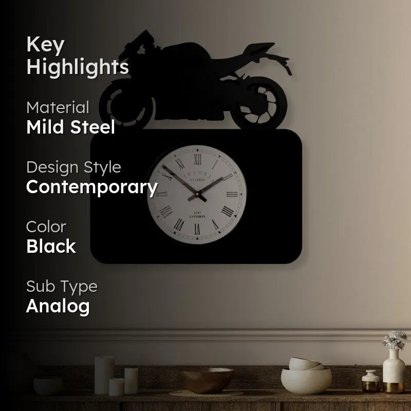 Motoedge Steel Analog Wall Clock - Black media 2