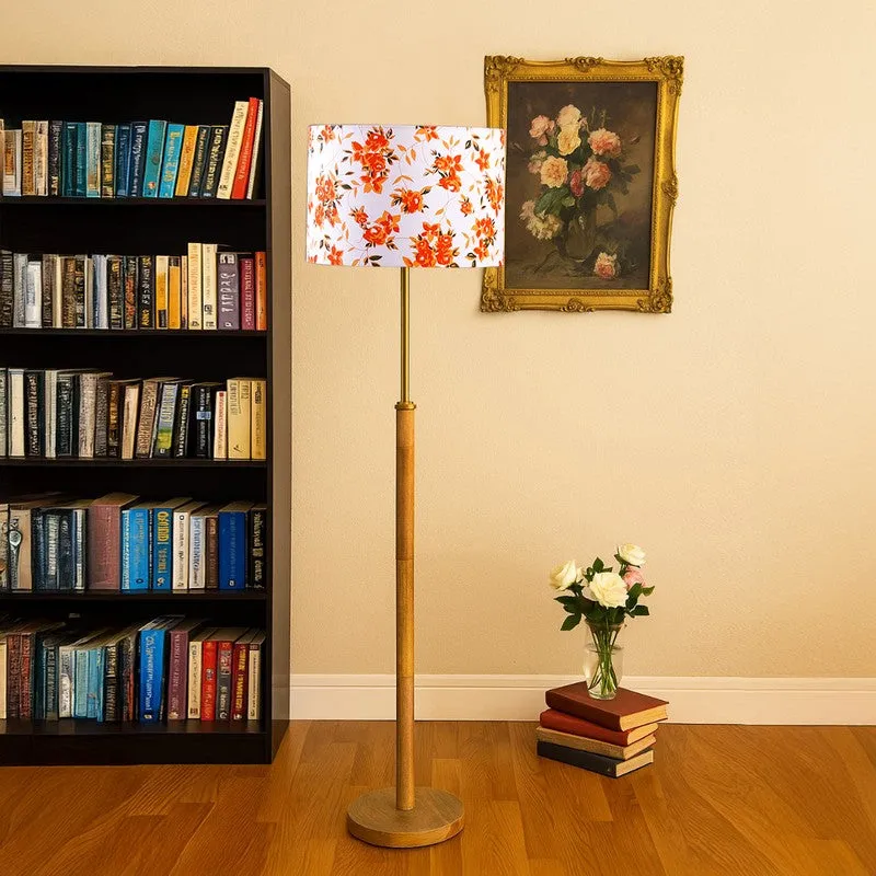 Vintage Arc Wooden Floor Lamp - Orange media 3