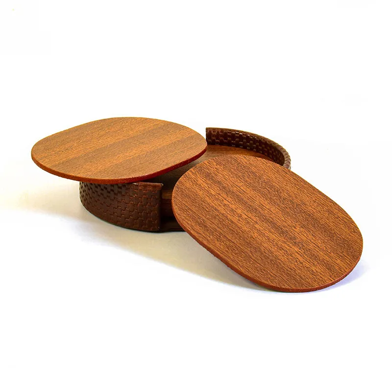 Tishue Faux Leather Coaster (Brown) - Seven Piece Set media 6