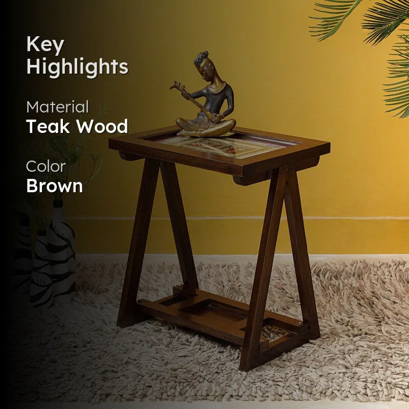 Tulip Teak Wood Side Table media 2