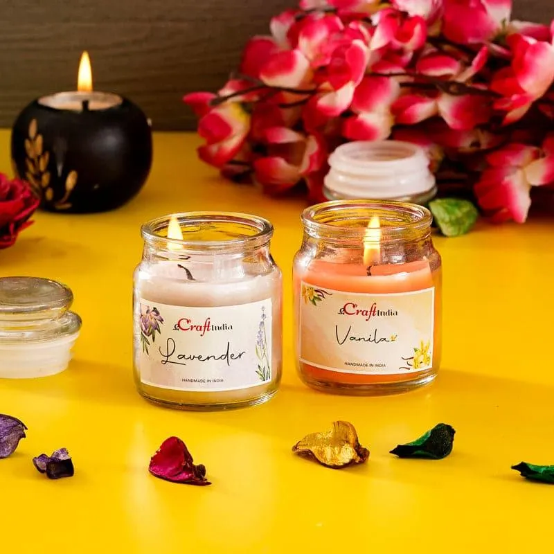 Lavender & Vanilla Scented Jar Candle - Set Of Two media 3