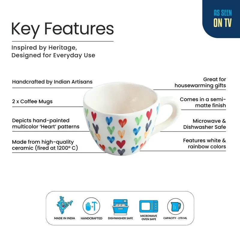 Colourfull Ceramic Coffee Mug (270 mL Each) - Set Of Two - 5