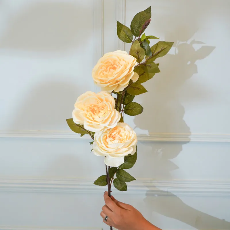 Faux Autumn Peony Flower Stick (Parmesan White) - 35 CM media 3