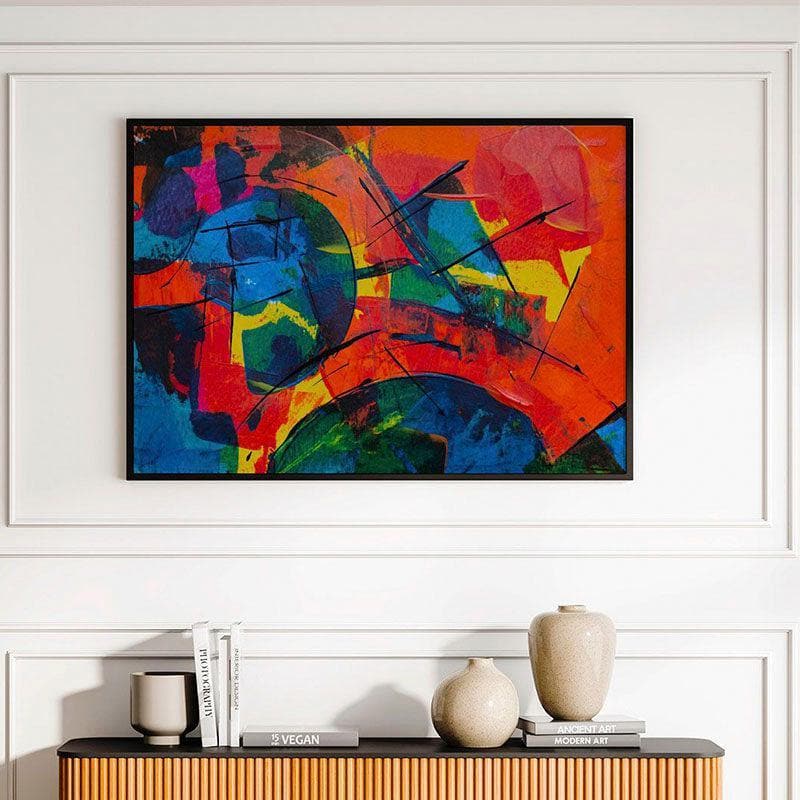 Colors Of Abstract Canvas Wall Painting - Black Frame