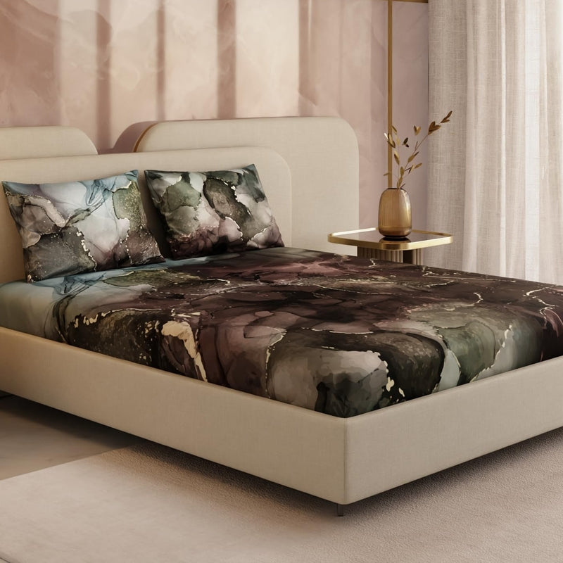 Dance of the Forest Satin Fitted Bedsheets - 150 GSM