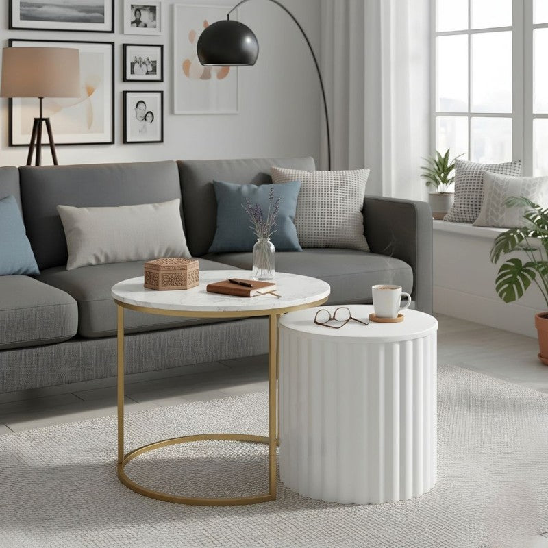Elvora Center Table (White & Gold) - Set Of Two media 3