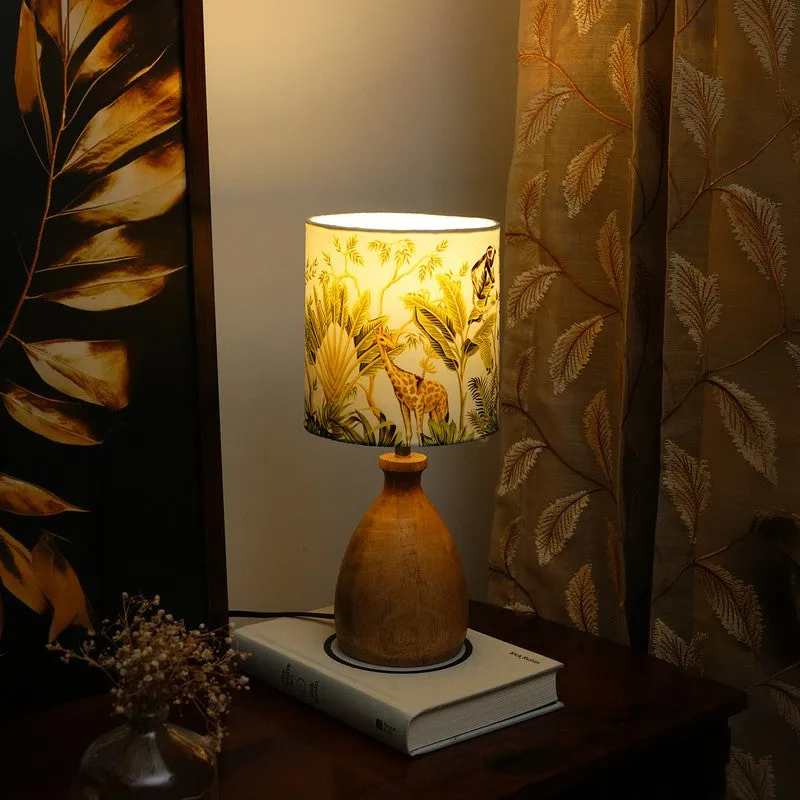 Enchanted Jungle Wooden Base Cotton Table Lamp - Multicolor media 1
