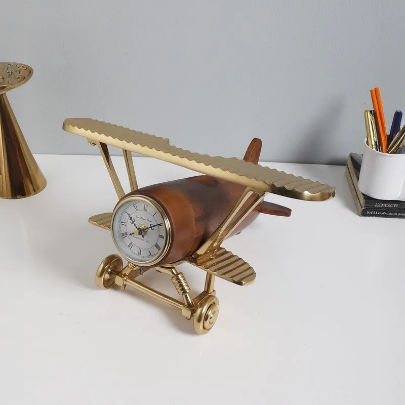 Aviation-Themed Table Clock Gold media 3