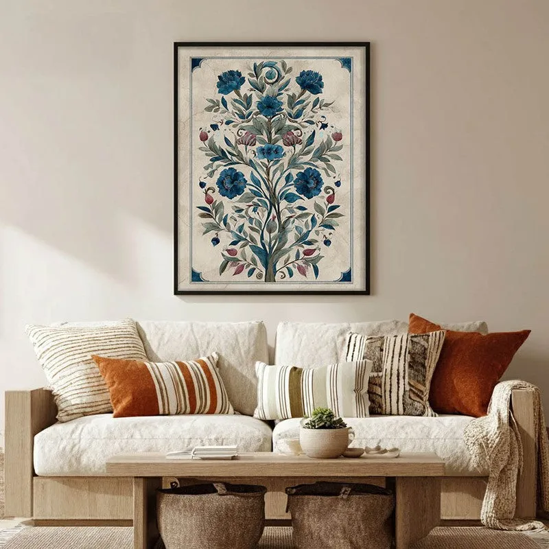 Floral Folk Art Canvas Wall Painting With Black Frame media 3