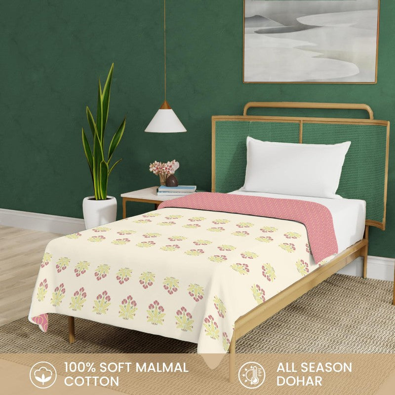 Urban Space Bloomscape Reversible Dohar - Pink & Yellow media 4