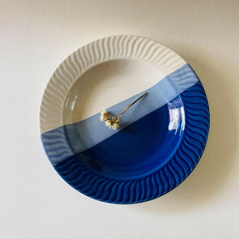 Yila Pasta Plate - White & Blue (9 Inches) media 3