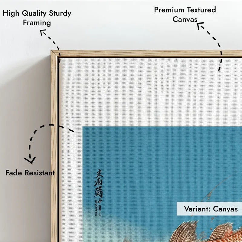 Japanese Fish Archival Canvas Wall Art - Natural Brown Frame media 6