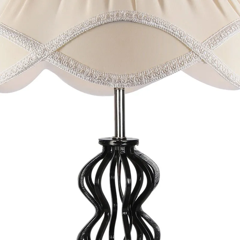 Huetrail Cotton Table Lamp With Wooden Base - Ivory media 8