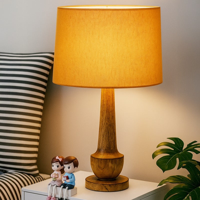 GlowEdge Adjus Wooden Table Lamp - Yellow,Brown