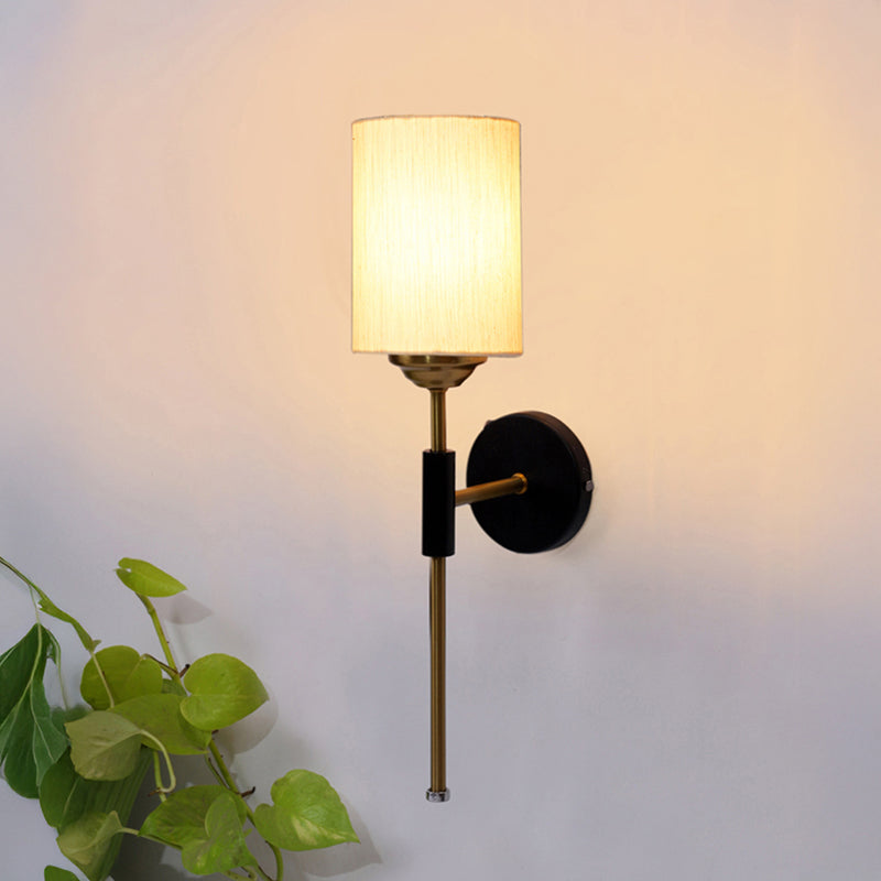 Beryll Cylindrical Steel & Cotton Wall Lamp - Ivory